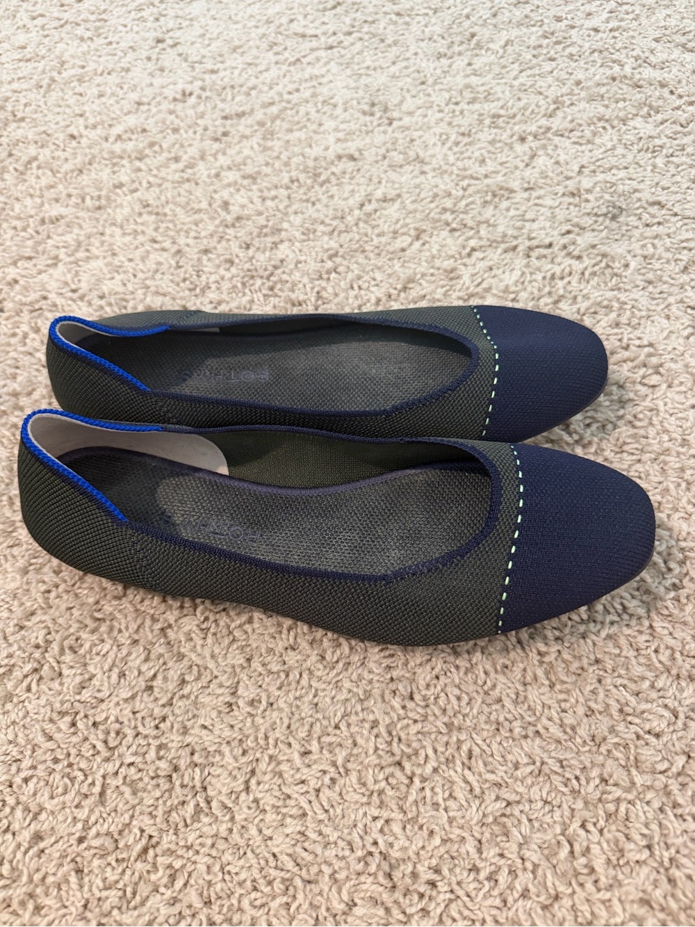 Rothy’s The Flat Highland Captoe Olive Navy Women’s Size 10 - Picture 5 of 6